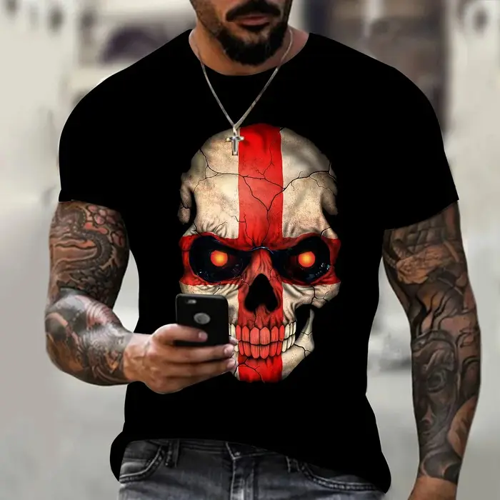 Crâne 3D T-shirt pour hommes mode Hip Hop col rond chemise à manches courtes Harajuku hommes T-shirt