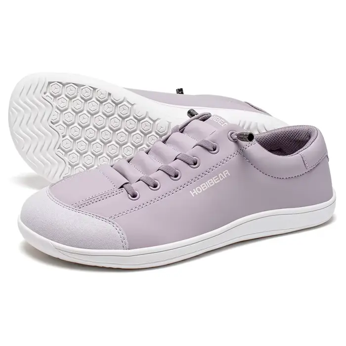 HOBIBEAR chaussures pieds nus unisexe bout large baskets en cuir artificiel zéro goutte sans lacet e
