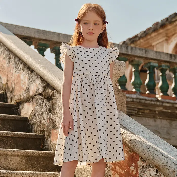 Robes d'été pour filles Dave Bella, robes de princesse pour enfants de 7 à 13 ans, imprimées à pois,
