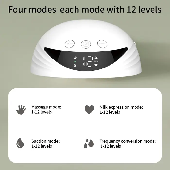 Tire-lait électrique mains libres portable - 4 modes d'expression avec affichage LED et collecteur léger