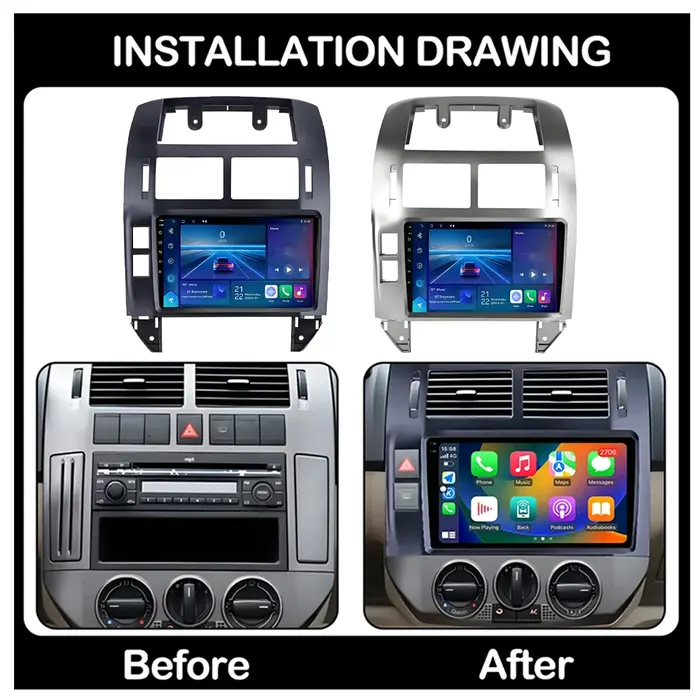 Autoradio Android 16 pour Volkswagen VW Polo MK4 6Q 9N 9N3 2004-2009 Lecteur multimédia Stéréo auto 