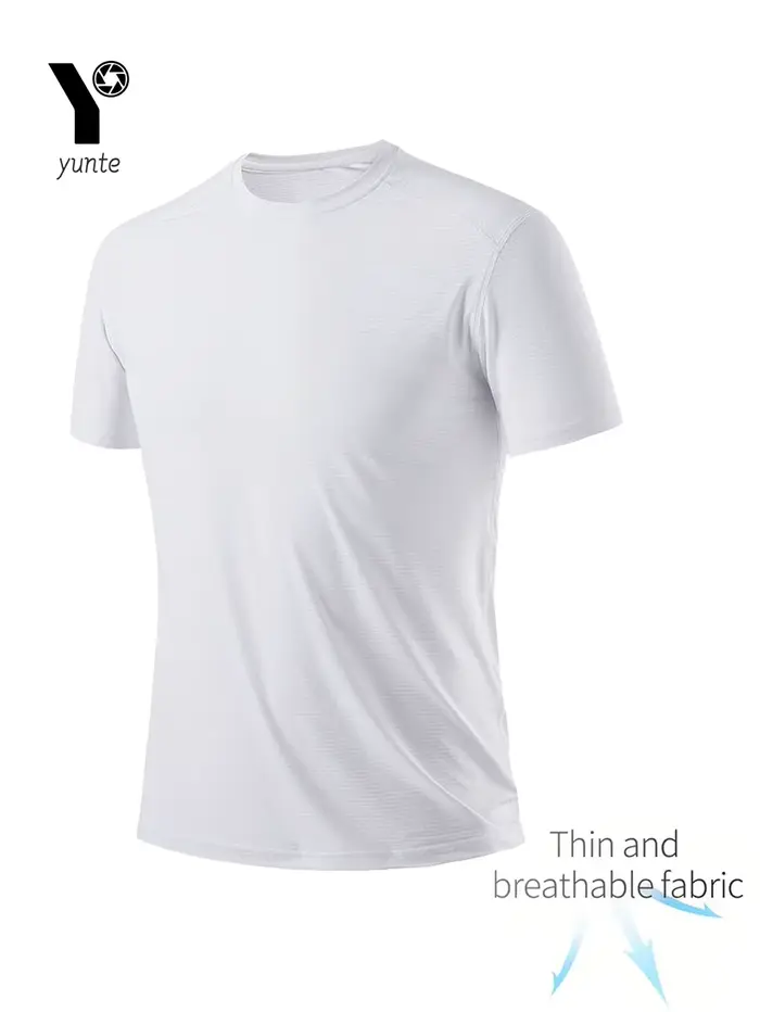 T-shirt col rond 7 pièces blanc ultra-léger pour hommes, séchage rapide, respirant, absorbant la sue