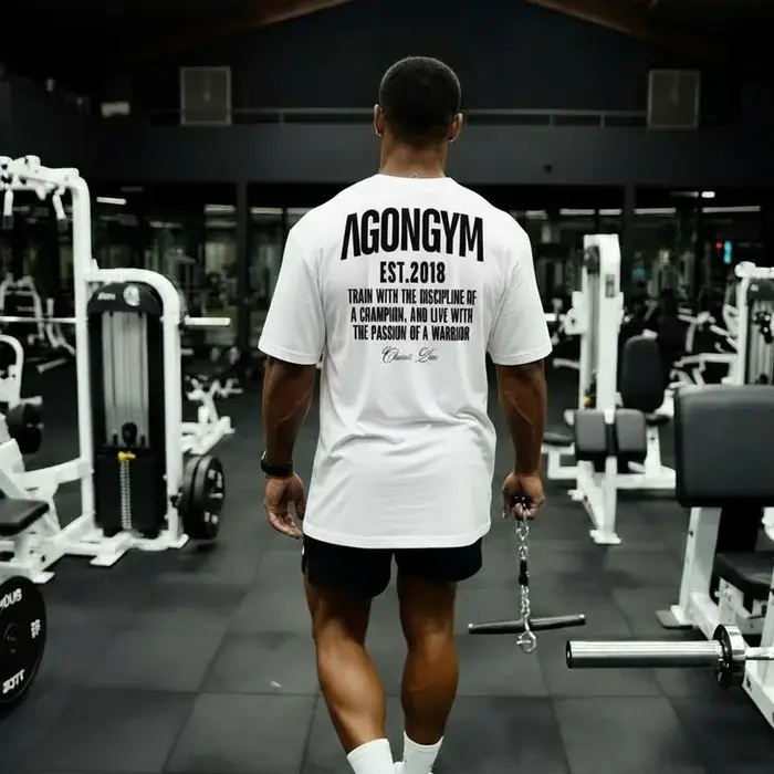AGONGYM nouvelle tendance de la mode hommes T-shirt sport coton manches courtes chemises amples musc