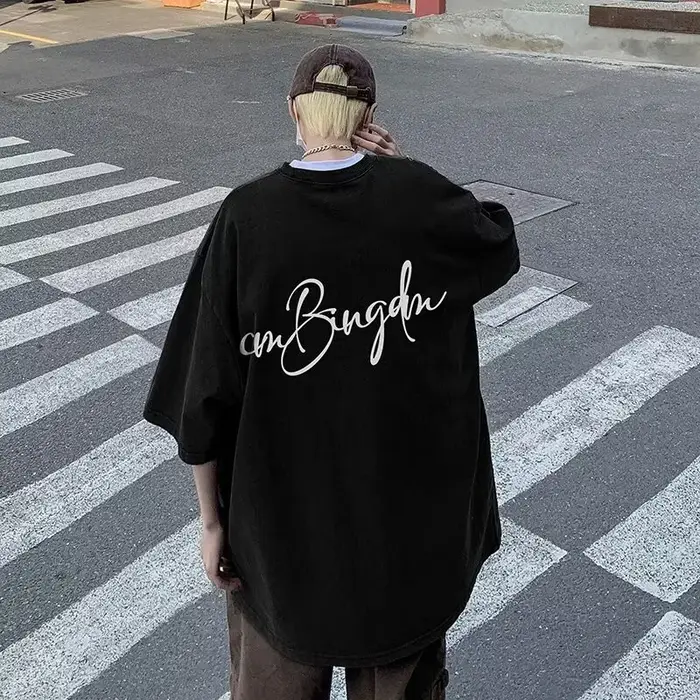 M-8XL été hommes T-shirt surdimensionné coréen décontracté Style ample lettre étoile Signature impre