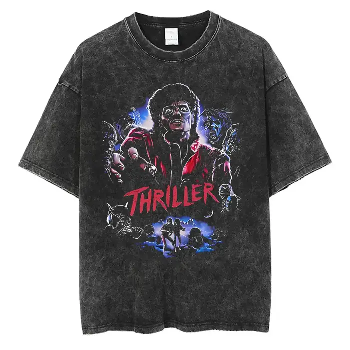 Lavé Vintage Michael Jackson Thriller graphique T-shirt hommes femmes mode rétro gothique Rock T-shi