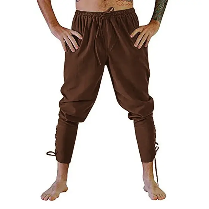 Pantalon Pirate Viking pour hommes, pantalon médiéval de la Renaissance, short à cordon de serrage, 