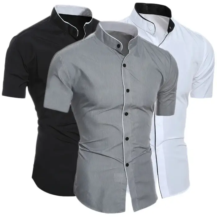 Chemise décontractée à manches courtes pour hommes, couleur unie, pour les déplacements, nouvelle co