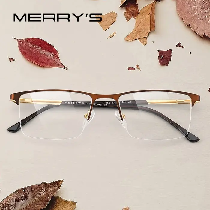 MERRYS-Lunettes à monture carrée pour hommes, demi-optique, ultralégères, style business, myopie, en