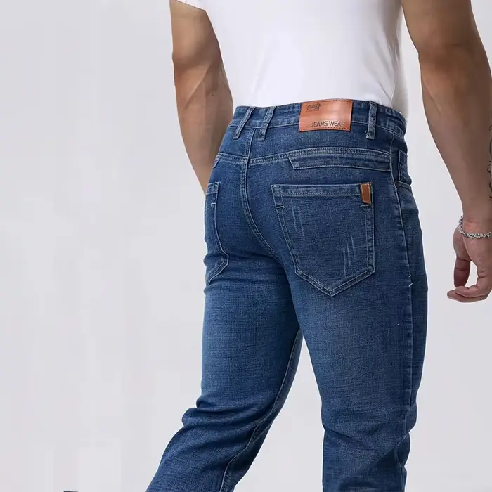 Printemps automne hommes d'affaires jean décontracté droit Stretch mode classique noir ciel bleu gri