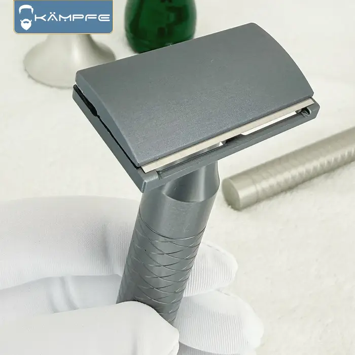 Rasoir de sécurité KAMPFE CNC en alliage d'aluminium usiné avec précision, rasoir agressif simple fa