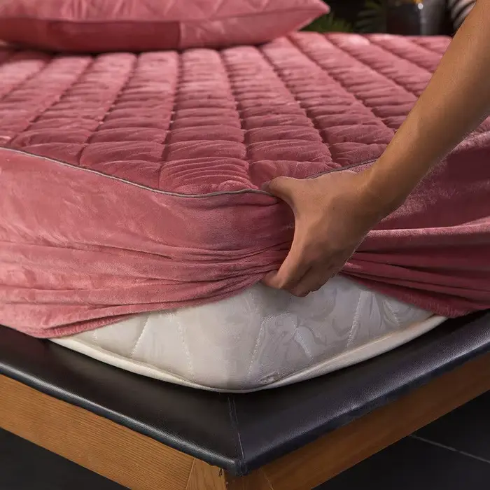 Housse de matelas matelassée épaisse en peluche, drap-housse chaud et doux en velours cristal, King 
