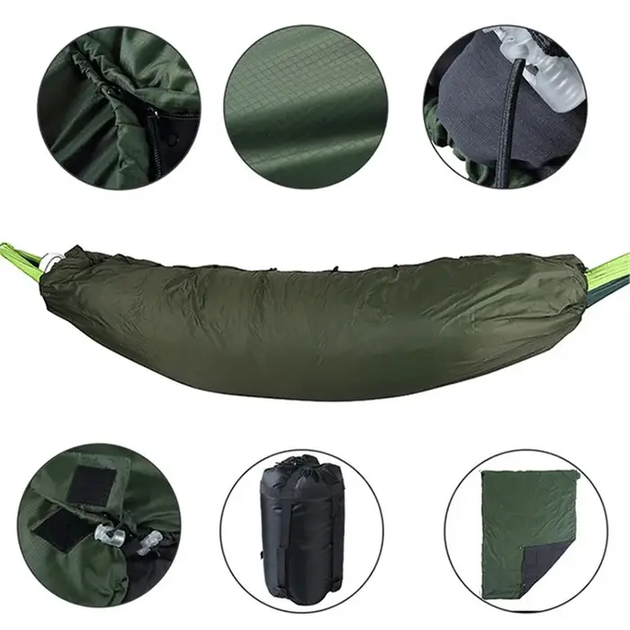 Hamacs de lit suspendus avec fermeture éclair ultraléger Portable Camping en plein air balançoire ha