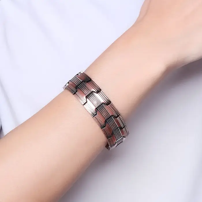 ARADOO Bracelet en cuivre pur pour hommes 3500 Gauss 3X Bracelets à maillons de thérapie magnétique 
