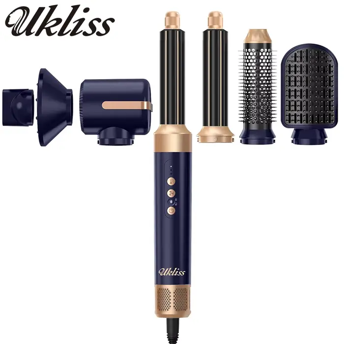 UKLISS Brosse sèche-cheveux 7 en 1, ensemble de coiffeur d'air avec fer à friser, brosse ronde, liss