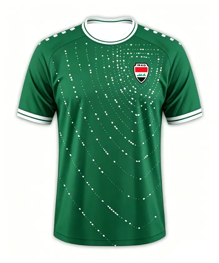 Maillot de football domicile et extérieur Iraq Style 2026, motif vagues à pois blancs verts, pour le