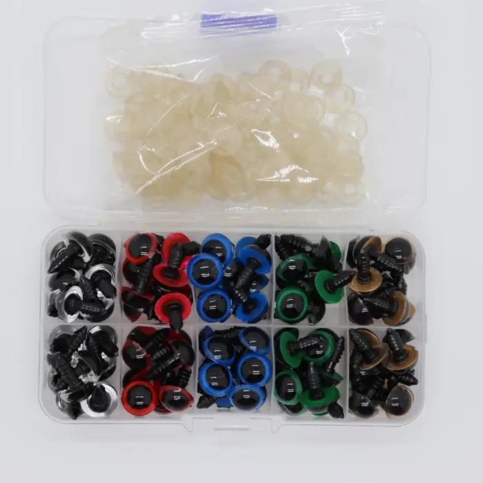 100 pièces 5/6//7/8/9/10/12/14/18/20mm yeux de sécurité en plastique pour jouets bricolage mélange t