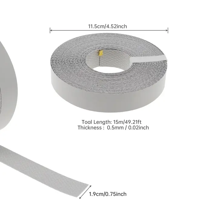 Bande de chant en mélamine adhésive thermofusible grise de 15m pour table/armoire/meubles en contrep