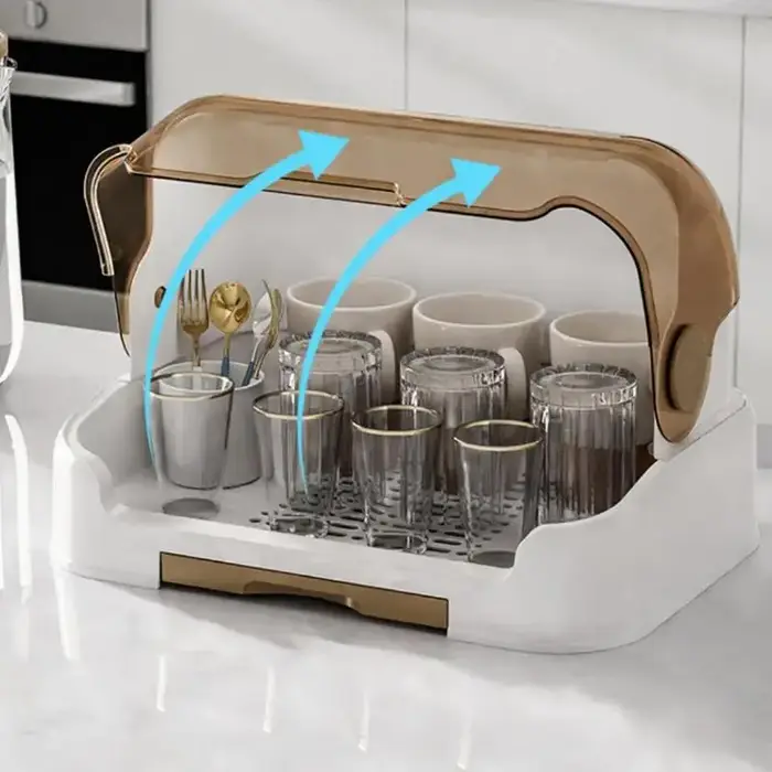 Support de séchage biberons avec plateau amovible - Boîte de rangement anti-poussière portable pour la maison