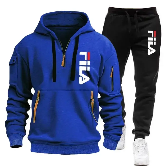 Nouvel ensemble sportif homme automne-hiver 2026 : sweat à capuche multi-poches zippé et pantalon, e