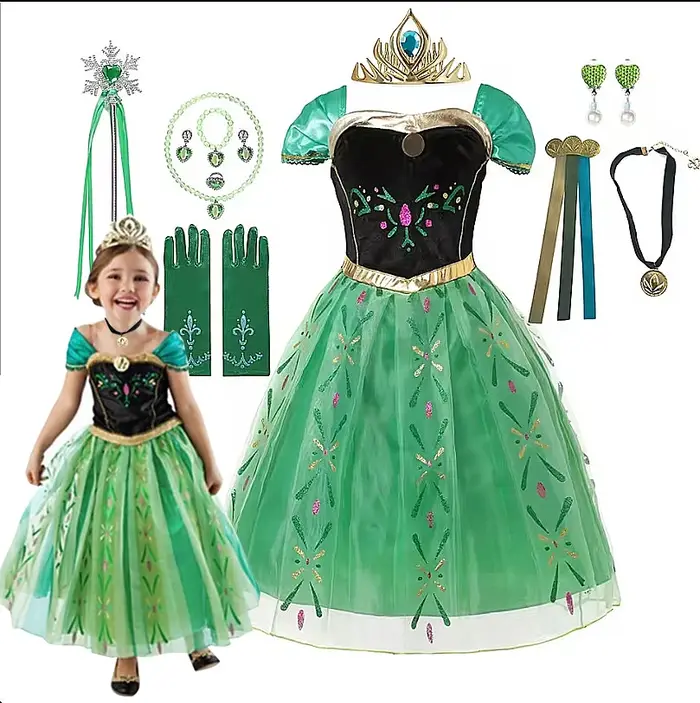 Anna Costume pour enfants fille fantaisie robe de fête d'anniversaire robe de princesse carnaval fêt