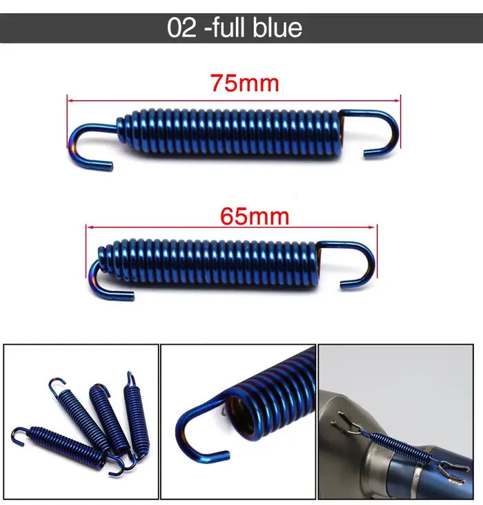 ZSDTRP 2 pièces 75mm moto en acier inoxydable tuyau d'échappement silencieux ressorts 75mm