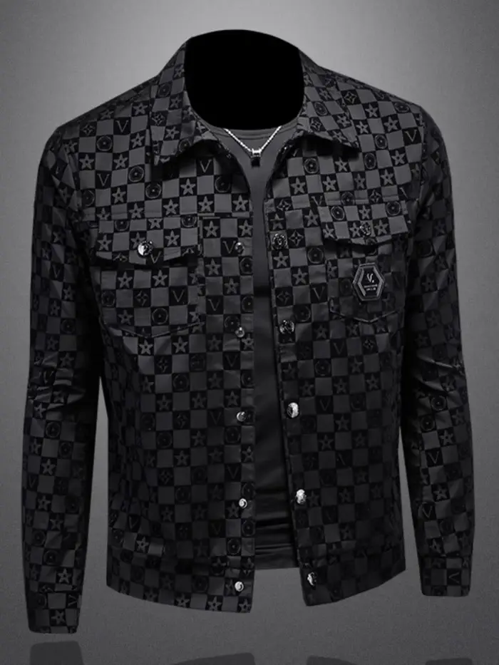 Veste à revers à fleurs foncées pour hommes, grande taille, coupe cintrée, décontractée, tendance, b
