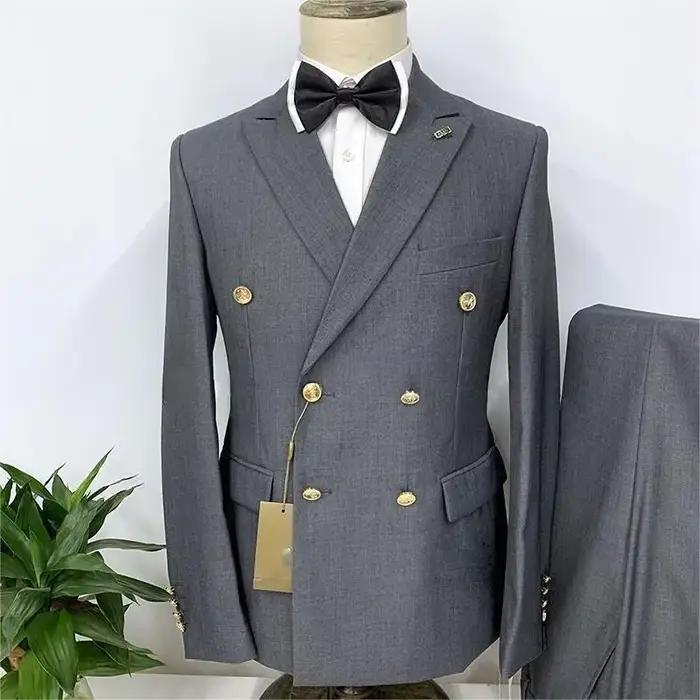 Veste d'affaires formelle pour hommes, smokings marron imbibé, double boutonnage, veste en métal pou