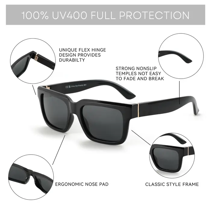 ZENOTTIC-Lunettes de soleil rectangulaires polarisées pour hommes et femmes, protection UV400, lunet