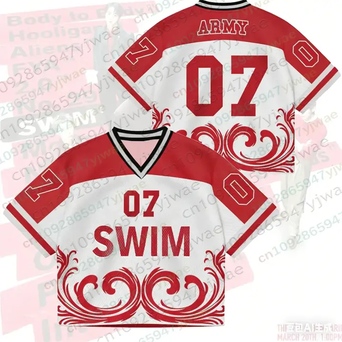T-shirt unisexe SWIM 2026 – Haut streetwear tendance à col en V, coupe ample, manches courtes – Cade