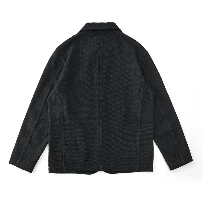 Vintage lourd Kendo veste hommes automne hiver nouveau coton revers multi-poches ample encre teint v