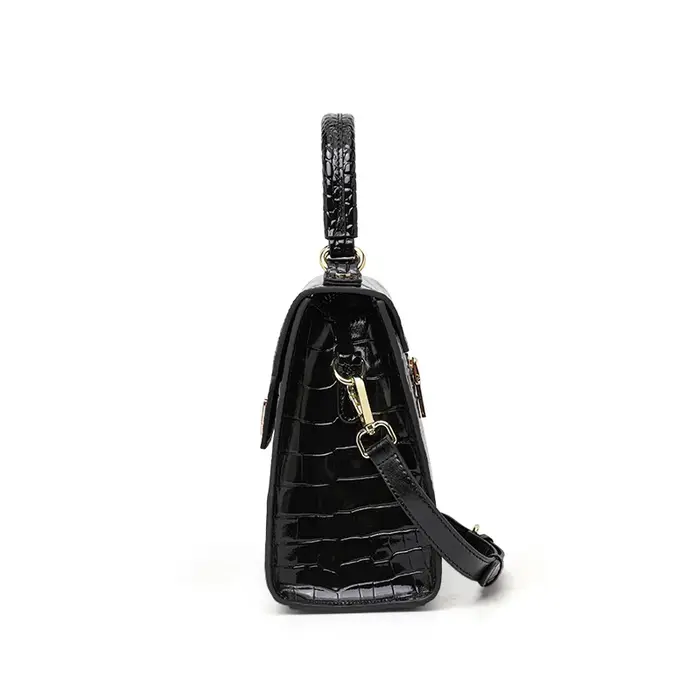 Sac à main en peau de crocodile laquée pour femme, couche supérieure, style peau de vache, haute qua