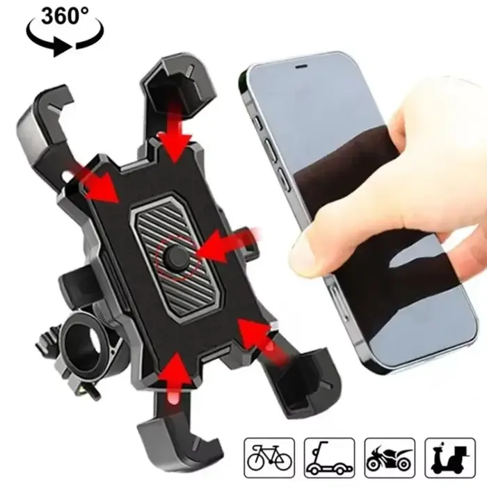 360 °   Support de téléphone rotatif pour vélo électrique, iPhone, Xiaomi, VTT, moto, support antidérapant pour cyclisme