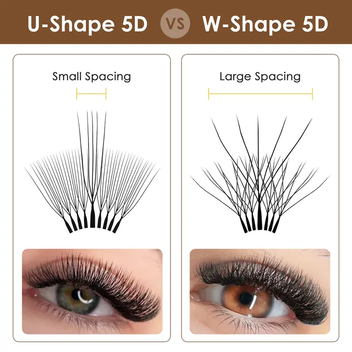 SEEDEW 5 étuis/Lot Extensions de cils 5D en forme de U naturel doux 5D U cils Premium vison faux cil