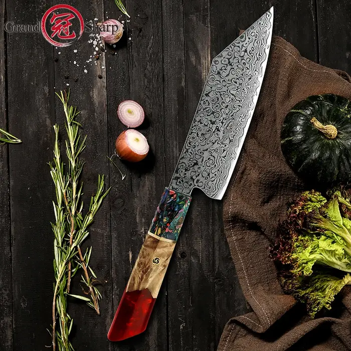 Couteau de Chef japonais damas 10CR15COM acier inoxydable poisson viande légumes cuisine outil de cu
