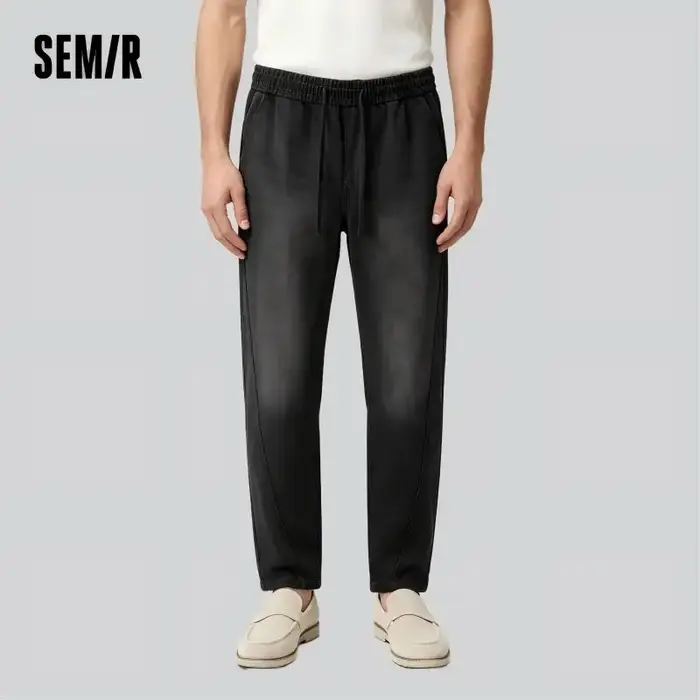 Semir jean hommes ample jambe droite américain ourlet incurvé 2025 nouveau été pantalons longs rétro