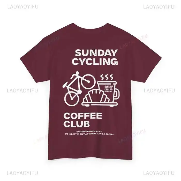 Dimanche cyclisme café Club graphique t-shirts unisexe femme homme été vélo haute qualité coton T-sh