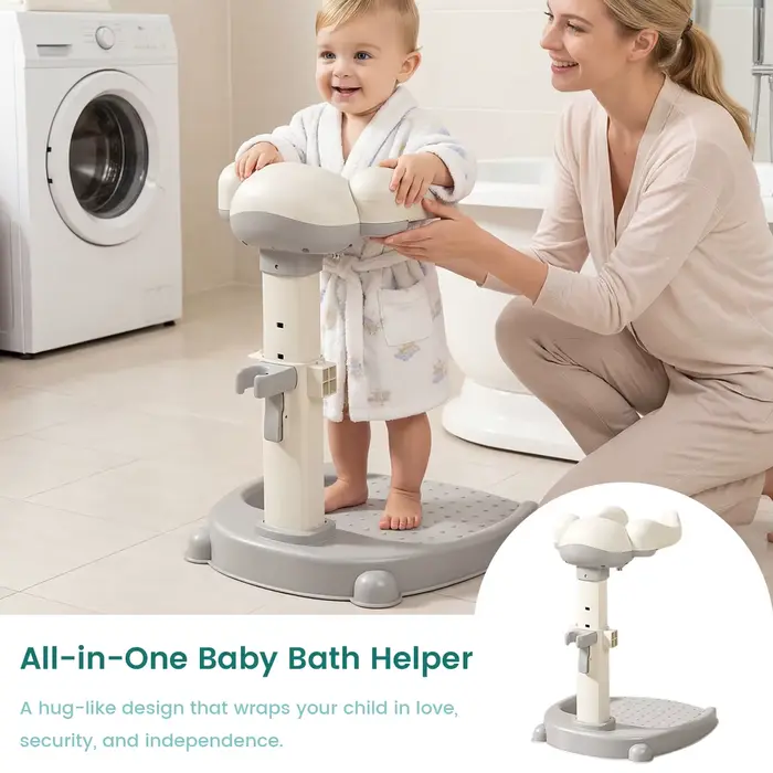 Support de bain pour bébé avec design ergonomique, aide au bain réglable en hauteur pour tout-petits