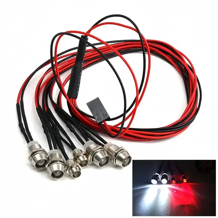 Phares RC 2/4/6/8 rouge blanc 3/5mm lumières LED projecteur RC télécommande feux avant et arrière