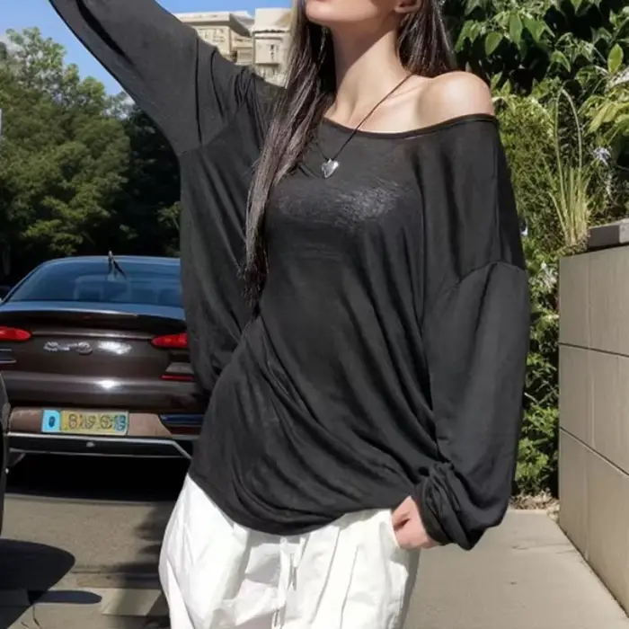 T-shirt ample et transparent sexy pour femme – Collection été 2026 – Chic et décontracté – Couleur u