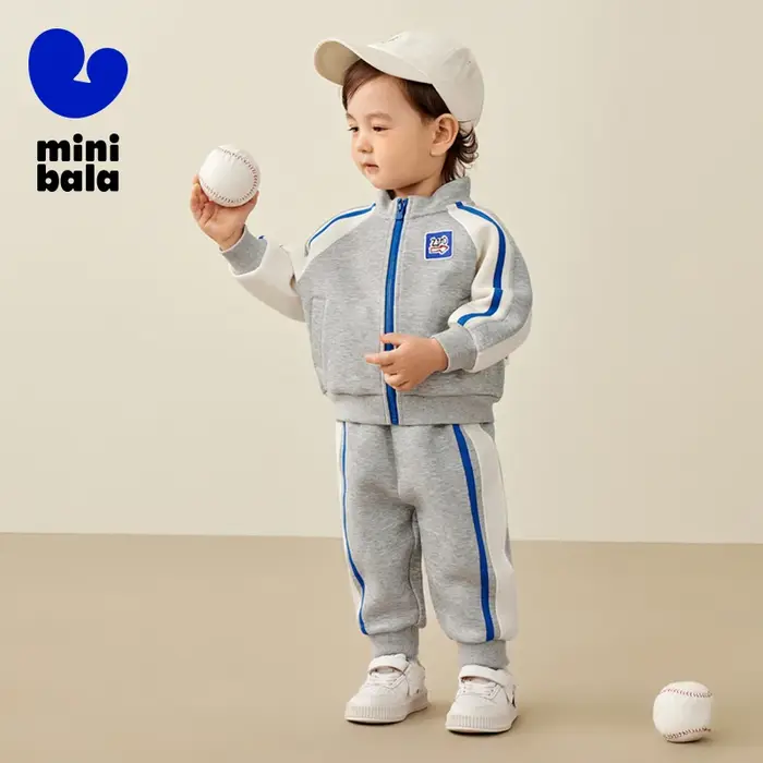 Ensemble deux pièces de style sportif vintage pour enfants, mini bala unisexe, manches longues, cari