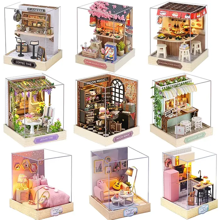 Mini maison de poupée, Kit de petite maison à monter soi-même, Puzzle 3D fait à la main, modèle d'as