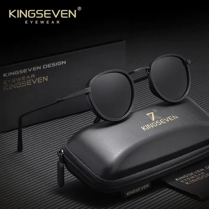 KINGSEVEN Lunettes de soleil rétro pour hommes et femmes, monture ronde, polarisées, accessoires de 