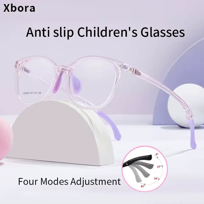 Xbora – lunettes TR90 pour garçons et filles, monture ovale, branches confortables, Anti-lumière ble