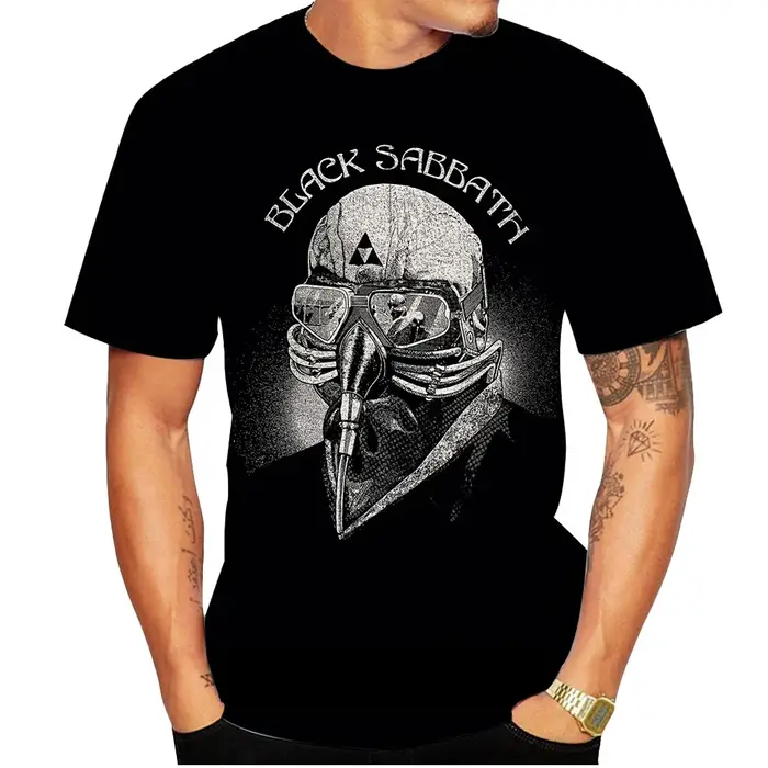 T-shirt unisexe col rond à manches courtes pour homme et femme, motif graphique rock Black Metal, dé