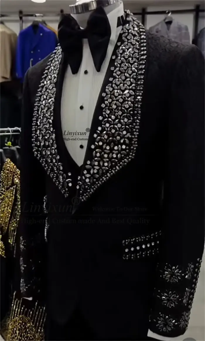Magnifiques ensembles de costumes pour hommes 3 pièces, ornements de bijouterie, blazer de marié per