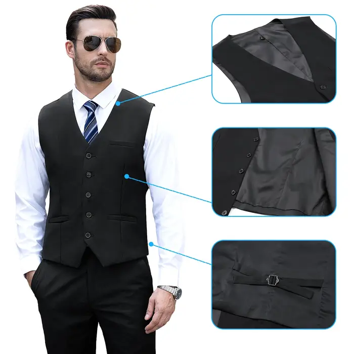 Gilet pour hommes, mariage, cérémonie d'église de pâques, gilet noir, Banquet, bureau, affaires, dîn