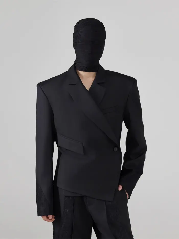 Mauroicardi automne court noir ajusté asymétrique Blazers pour hommes épaulettes bouton unique éléga