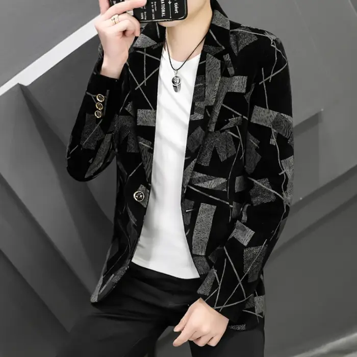 Veste en velours côtelé mince pour hommes, blazers trempés, manteau décontracté, robe d'affaires, so