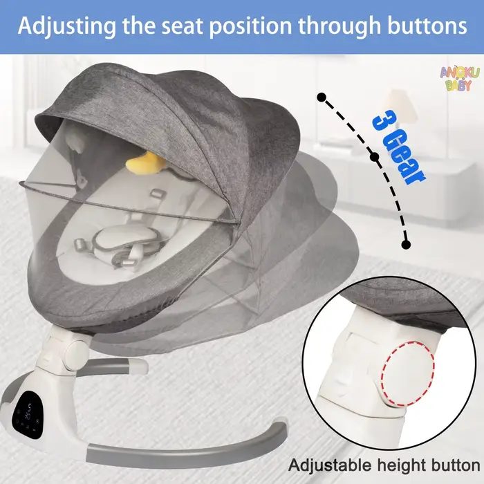 Balançoire électrique pour bébé avec jouets, chaise à bascule à distance Bluetooth pour nouveau-né d