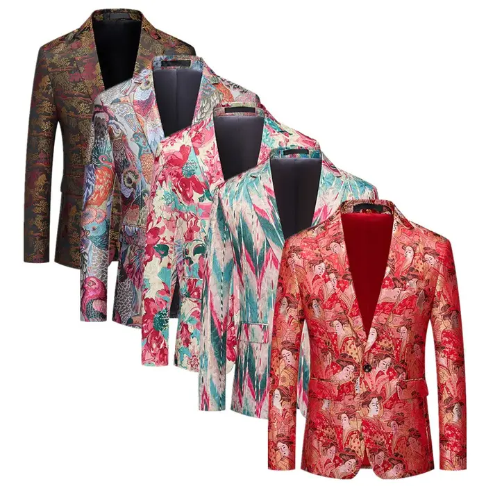 Blazer de Luxe en Jacquard à 1 Bouton pour Homme, Vêtement à la Mode, ix, Scène, Mariage, Tendance, 